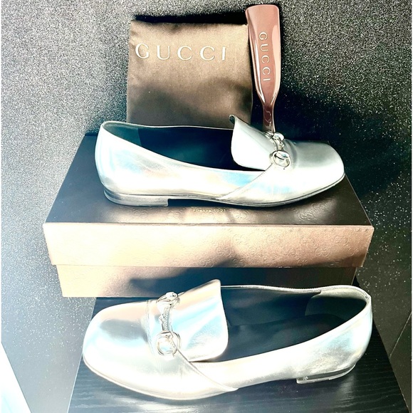 Gucci Metalic Silver Horsebit Argento Loafer - Picture 2 of 9